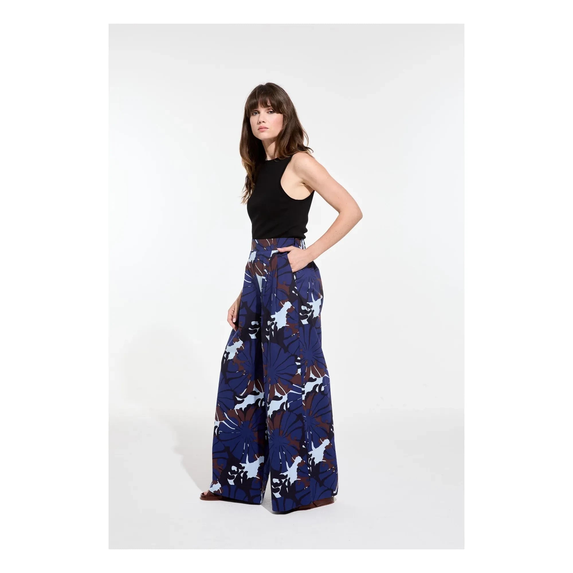 Mapoésie - Penelope Poppy Pantalón Popelín de Algodón | Azul
