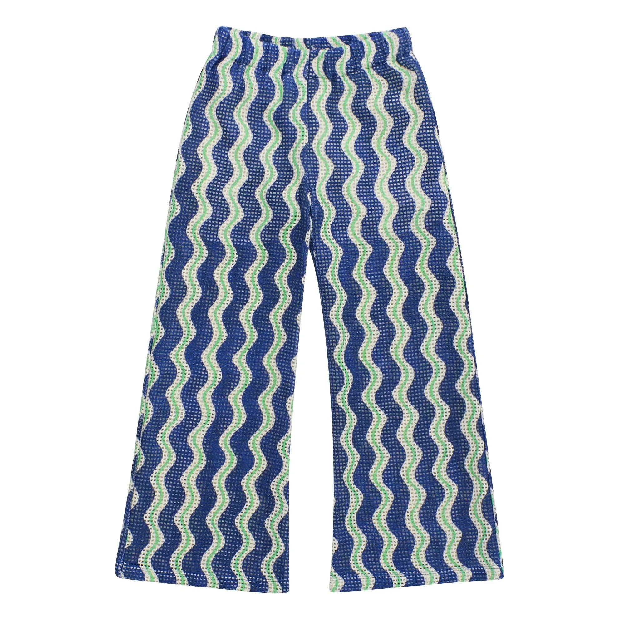 Maison Mangostan - Pantalones de ganchillo Wave | Azul