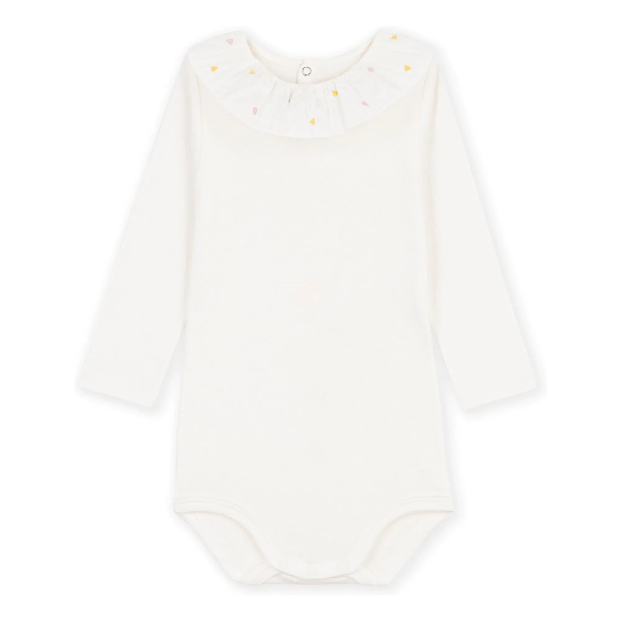 Petit Bateau - Organik Pamuk İşlemeli Yaka Body | Beyaz