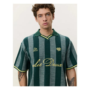 Les Deux - Çizgili Futbol Polo | Koyu yeşil