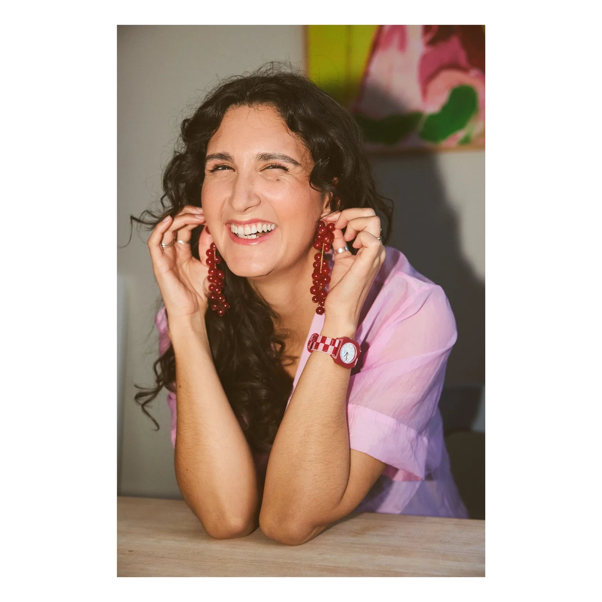 Mini Kyomo - Damier Raspberry Ice Cream Watch | Rosa