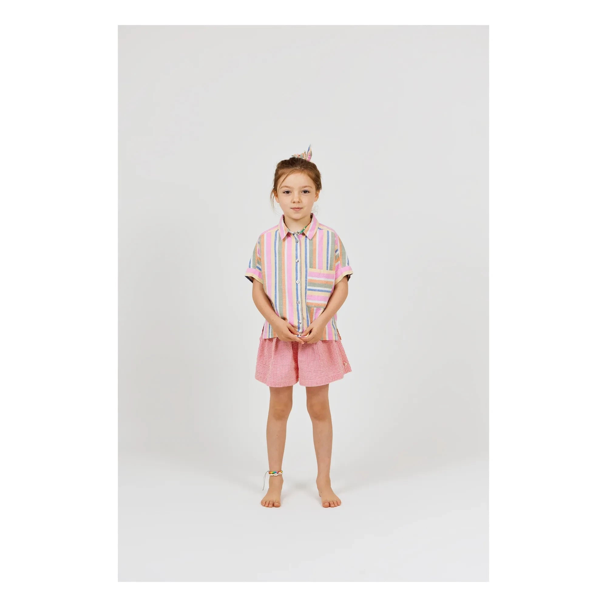 Arsène et Les Pipelettes - Pantalones cortos de seersucker Vichy | Rosa