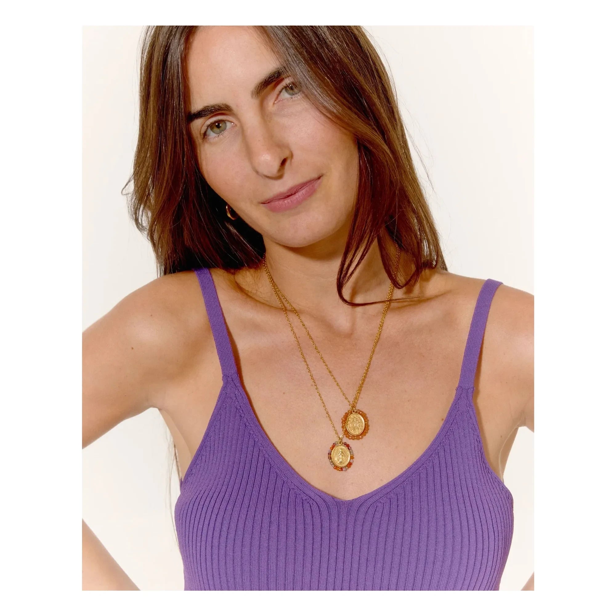 Collar brillante Palas - Santa María | Melocotón