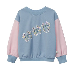 Goldie + Ace - Büyük Kesim Kelebek Sweatshirt | Mavi