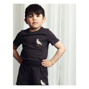 Mini Rodini - Camiseta Gaviota Algodón orgánico | Negro