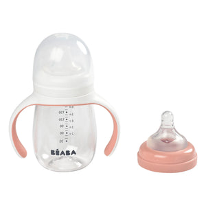 Béaba - Biberón Evolutivo 2 en 1 de 240 ml | Rosa empolvado