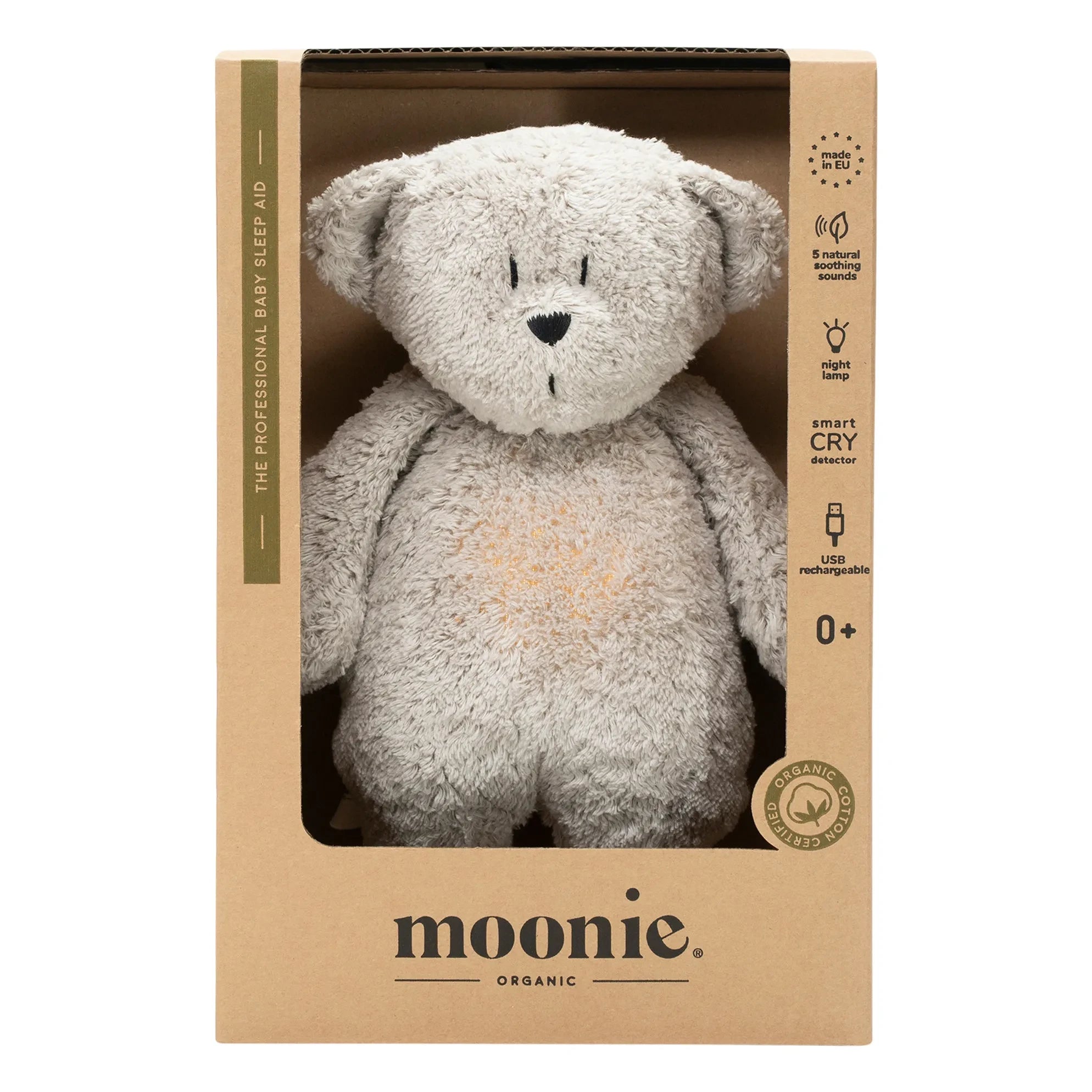 Moonie - Osito de Peluche con Luz Nocturna y Música | Gris