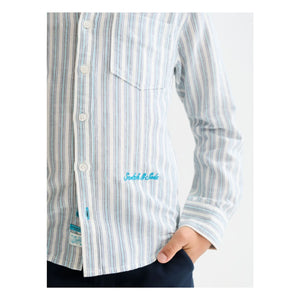 Scotch & Soda - Camisa de lino a rayas | Azul claro