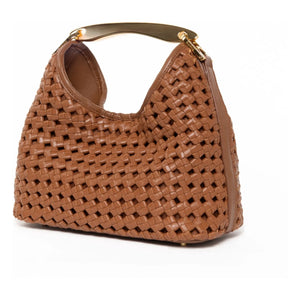 Elleme - Bolso de Piel Pequeño Boomerang Trenzado | Coñac