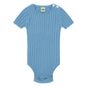 FUB - Body de canalé de algodón orgánico de punto fino | Azul azur