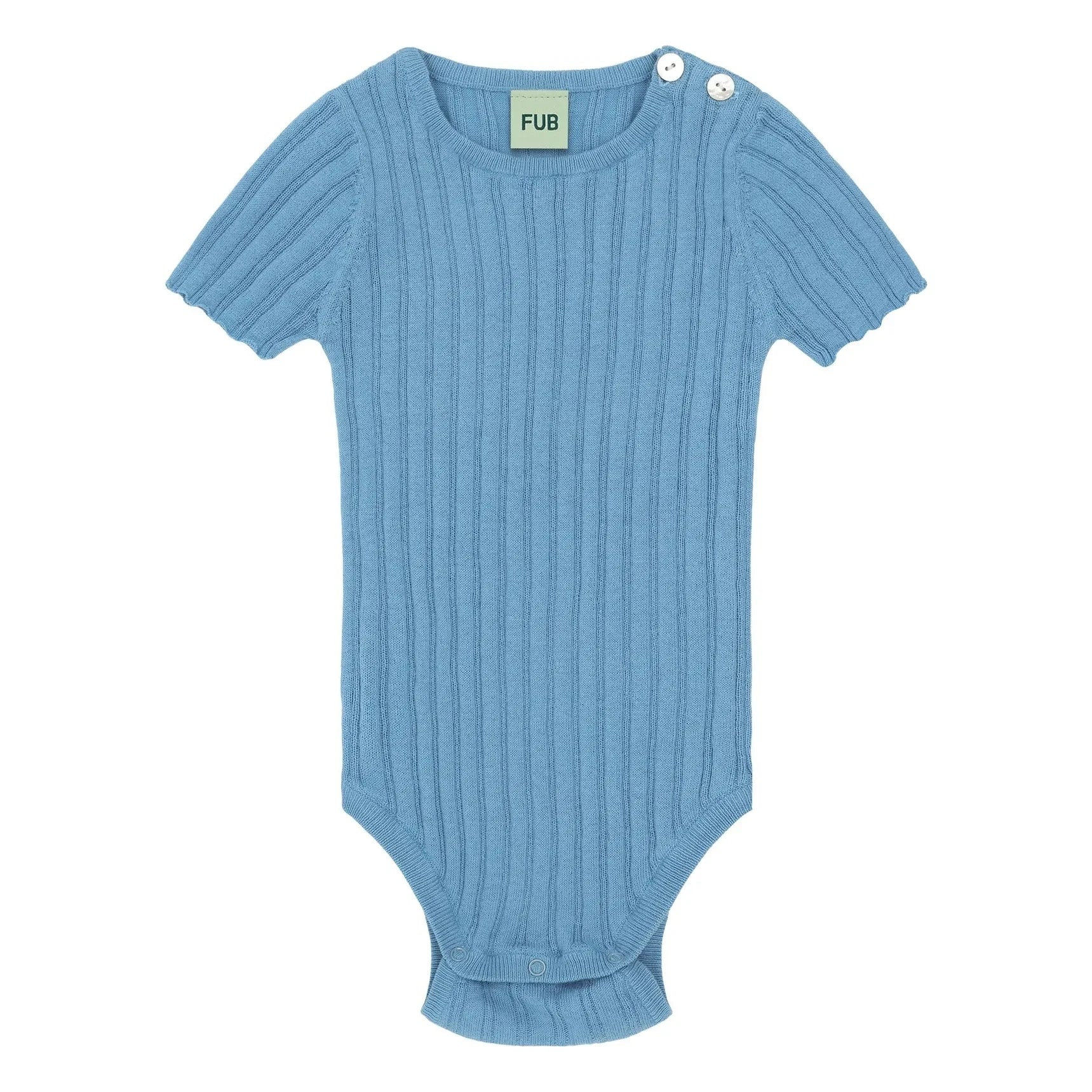 FUB - Body de canalé de algodón orgánico de punto fino | Azul azur
