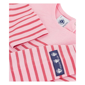 Petit Bateau - Düz Marinière Tişört Organik Pamuk Bebek | Pembe