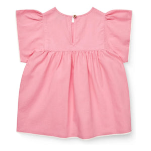 Copenhagen Colors - Blusa con volantes de algodón orgánico | Rosa empolvado