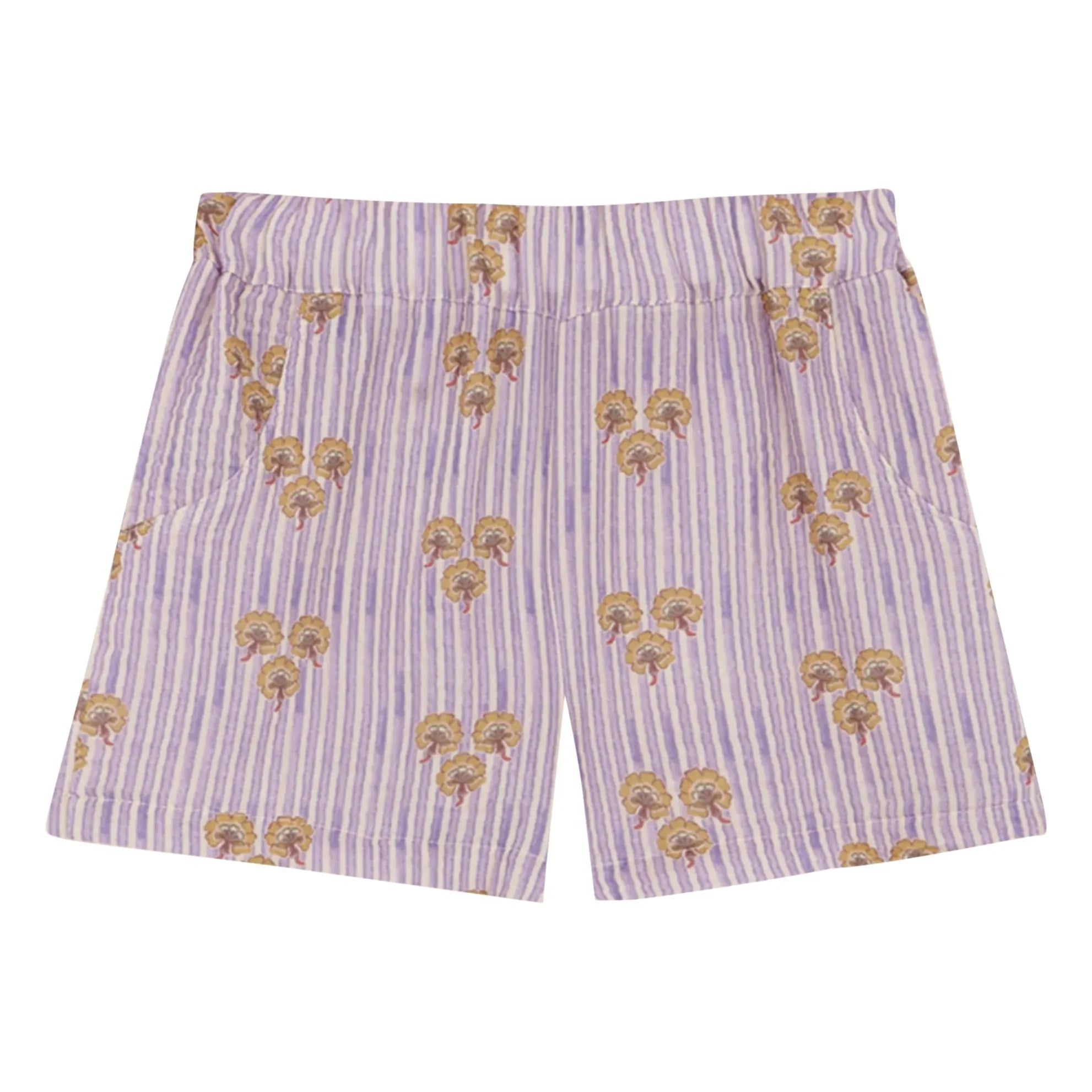 birinit - Cinca Pantalones Cortos de Algodón Orgánico a Rayas | Malva
