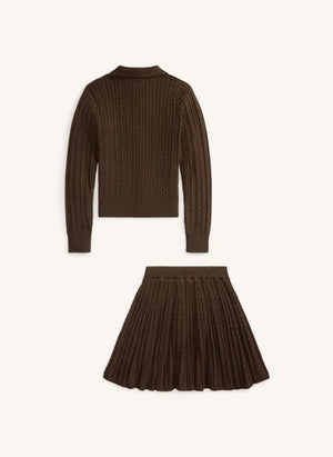 Ralph Lauren - Conjunto de chaleco y falda con logo | Marrón