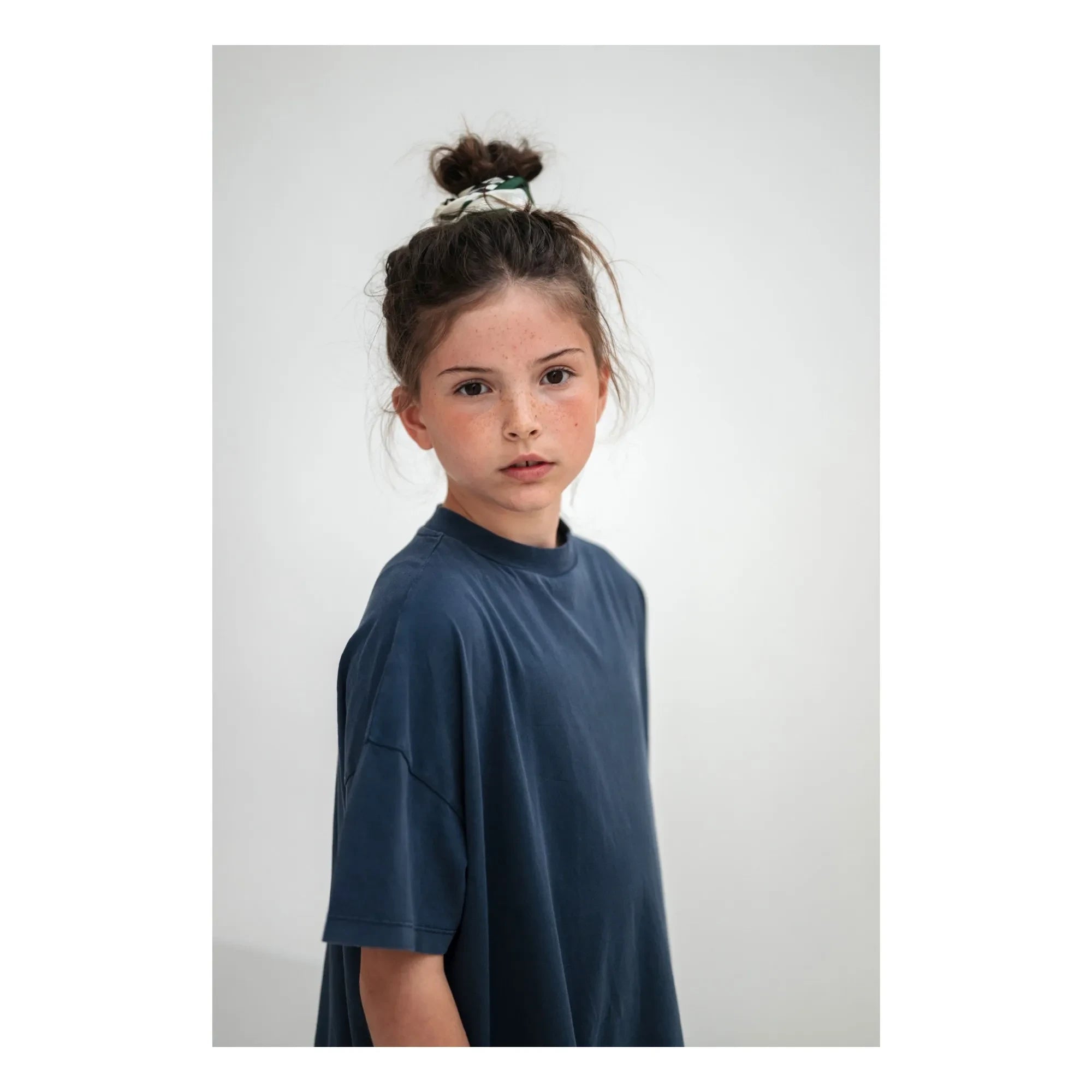 Repose AMS - Vestido con volantes de algodón orgánico | Azul medianoche