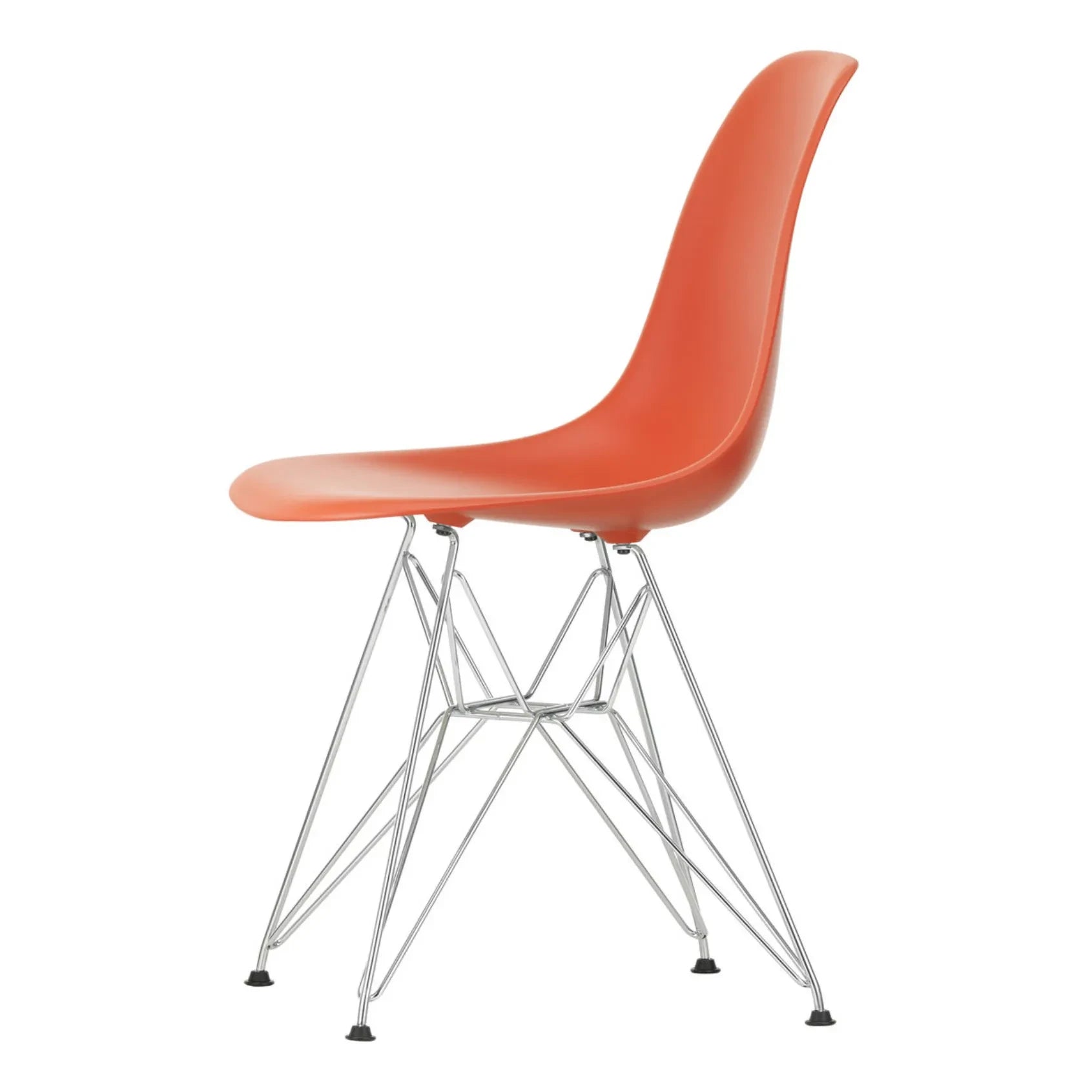 Vitra - Silla de plástico DSR - base cromada - Charles & Ray Eames | Rojo amapola