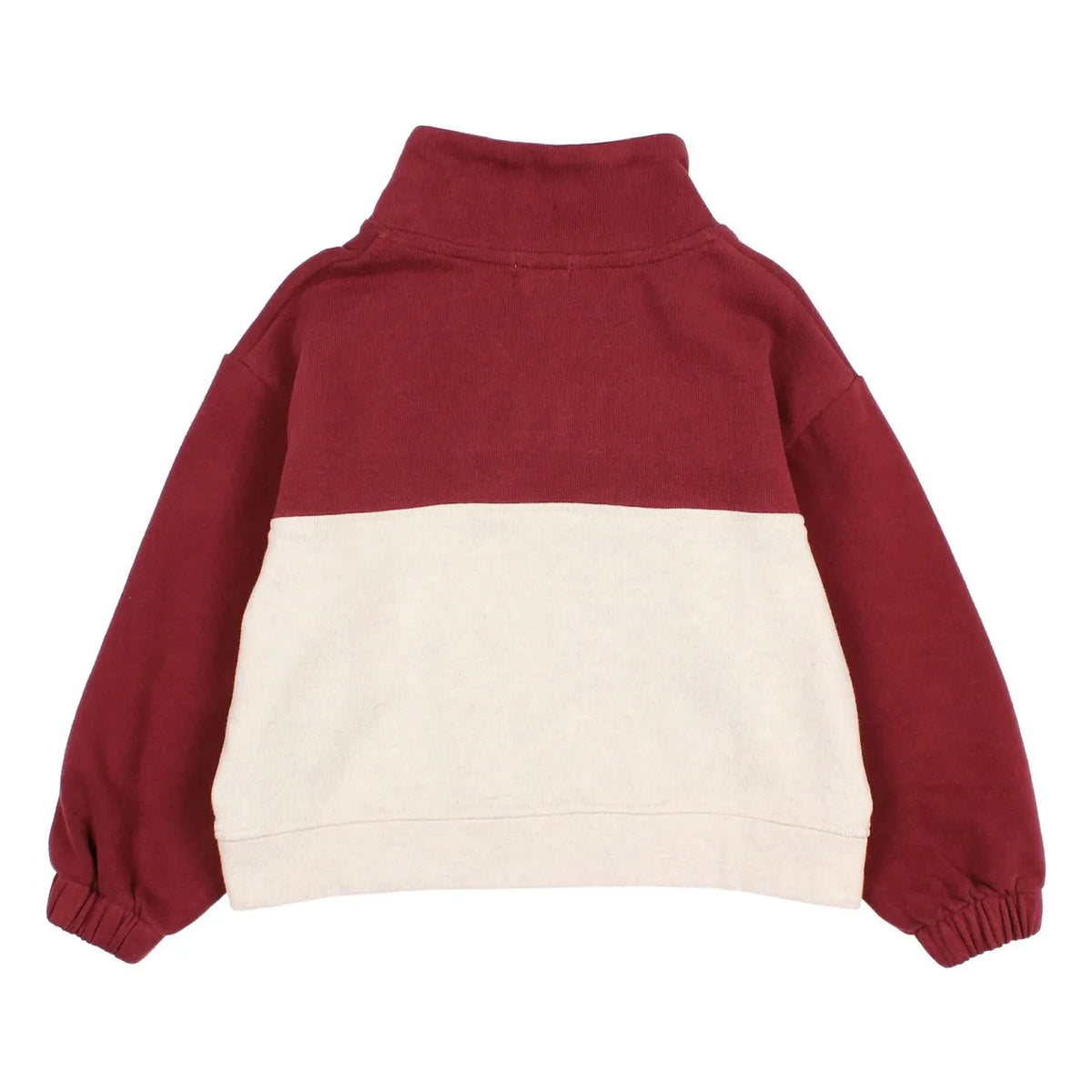 Búho - Sudadera con cuello tipo camionero de dos tonos | Burdeos
