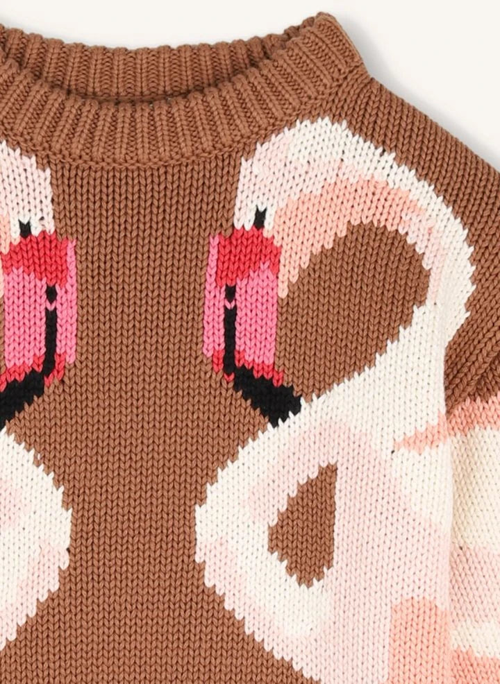 Chloé - Flamants Roses Jersey de algodón orgánico | Caramelo