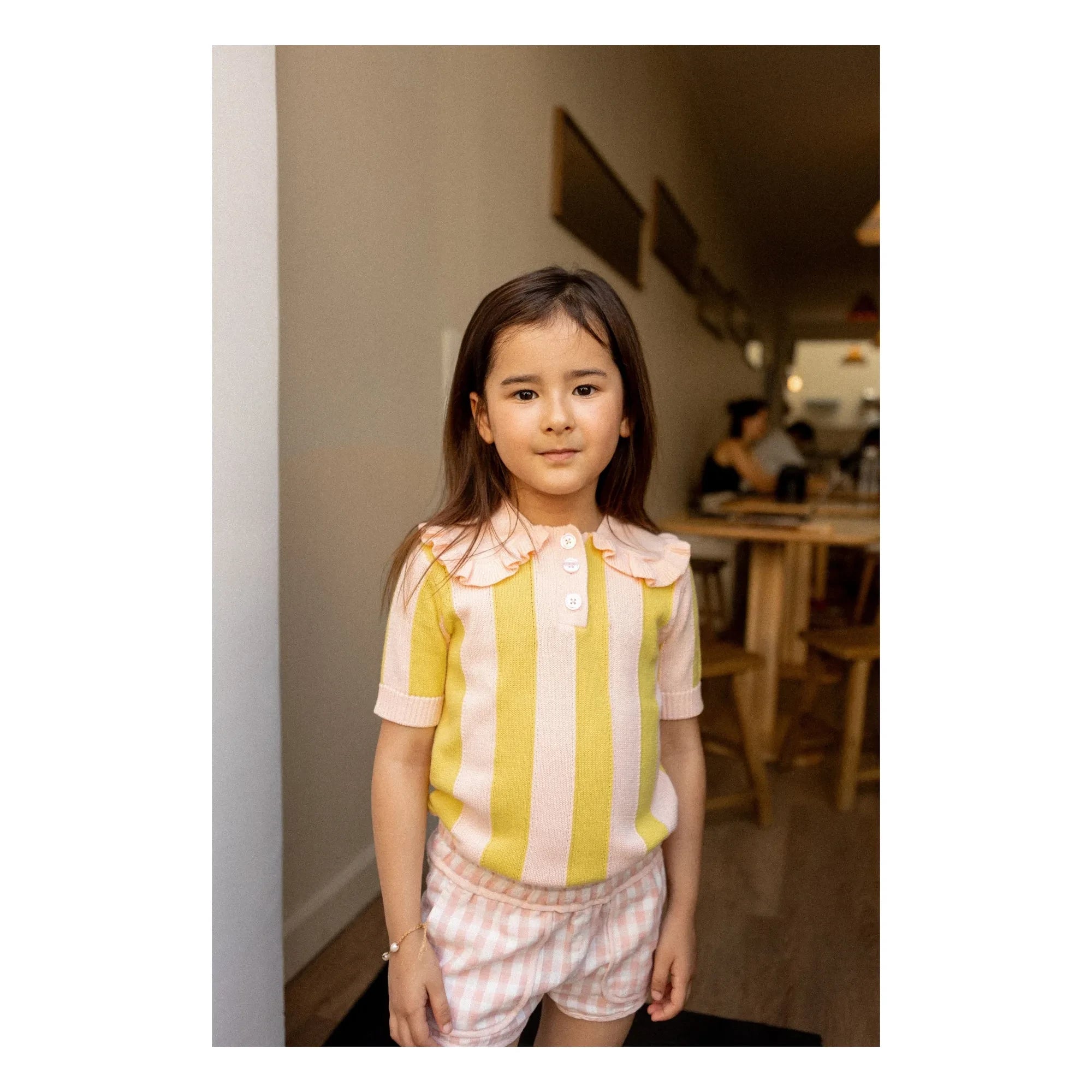 Louis Louise - Camiseta de rejilla a rayas Paule | Amarillo
