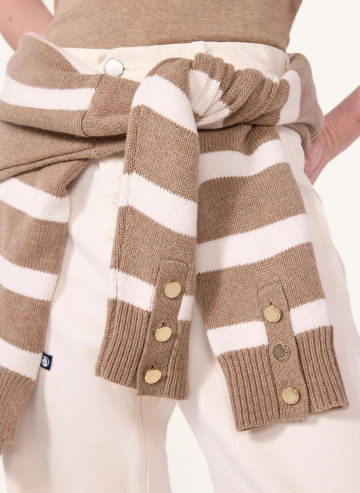 Petit Bateau - Jersey de Lanzadora a Rayas | Beige