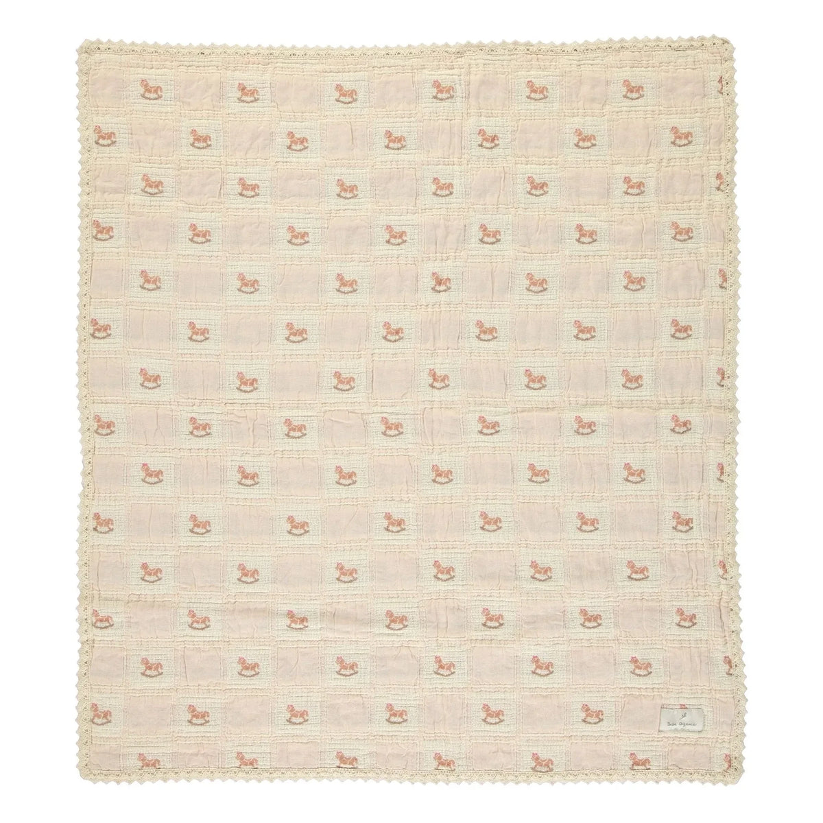 Bebe Organic - Manta de algodón orgánico Caballo balancín | Rosa empolvado