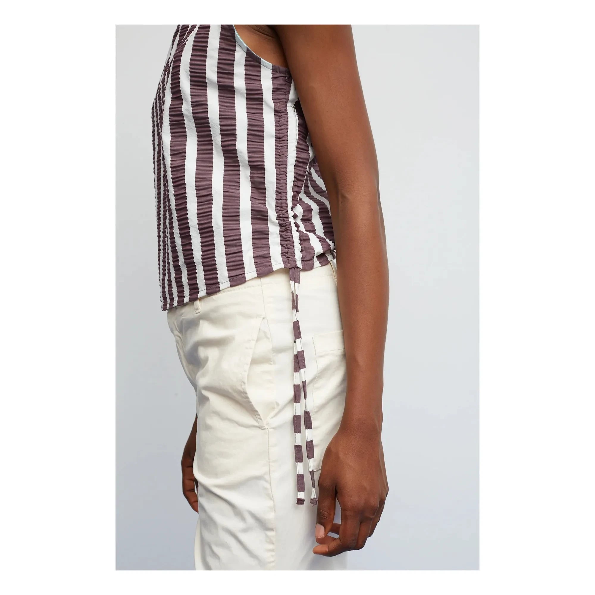 Dr Bloom - Blusa de rayas de viaje | Berenjena