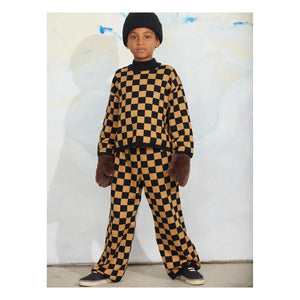 Mini Rodini - Organik Pamuklu Mesh Damier Pantolon | Kahverengi