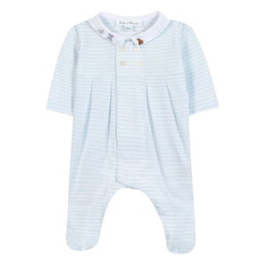 Tartine et Chocolat - Pijama de cuello con estampado animal de rayas | Azul claro