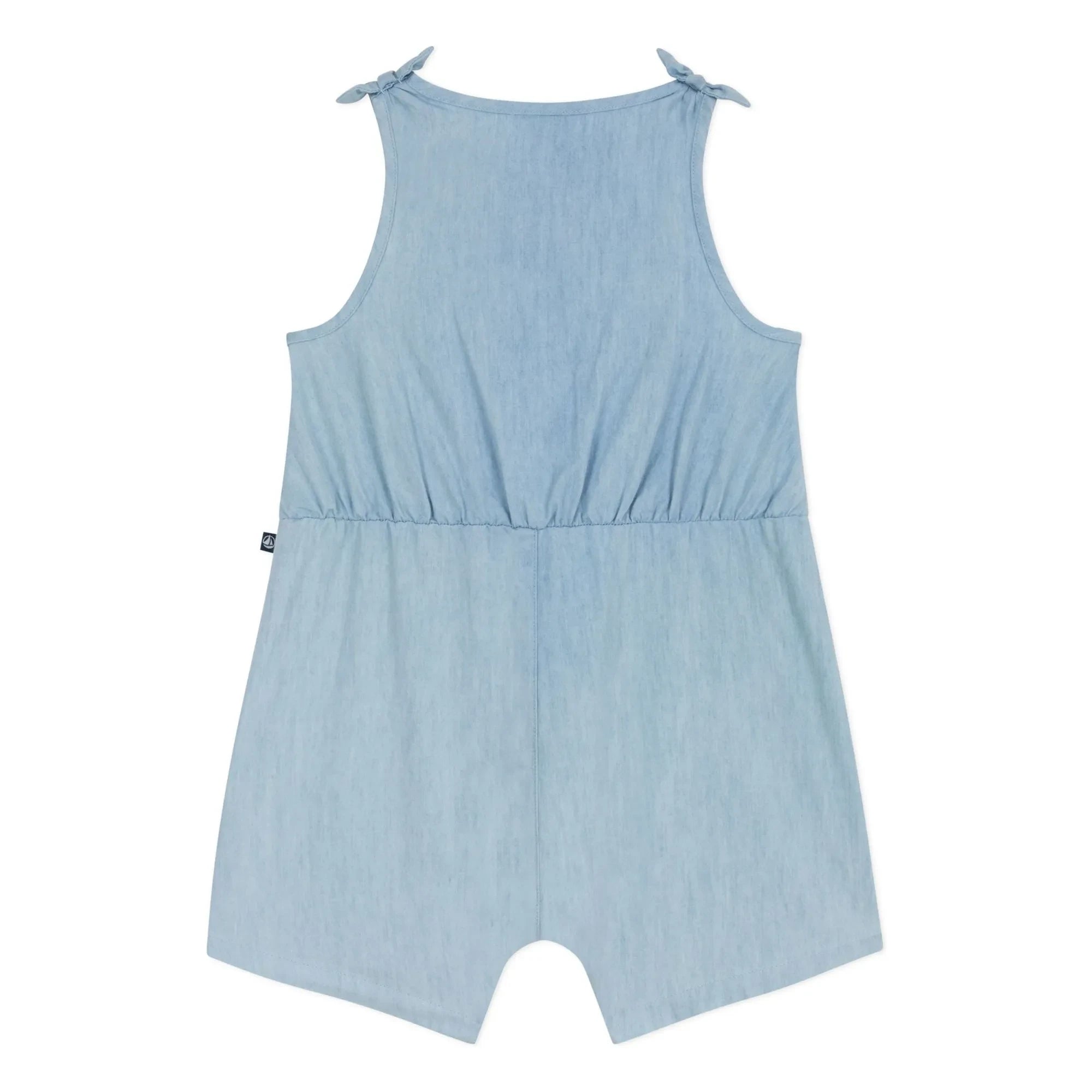 Petit Bateau - Peto de chambray azul con lazo