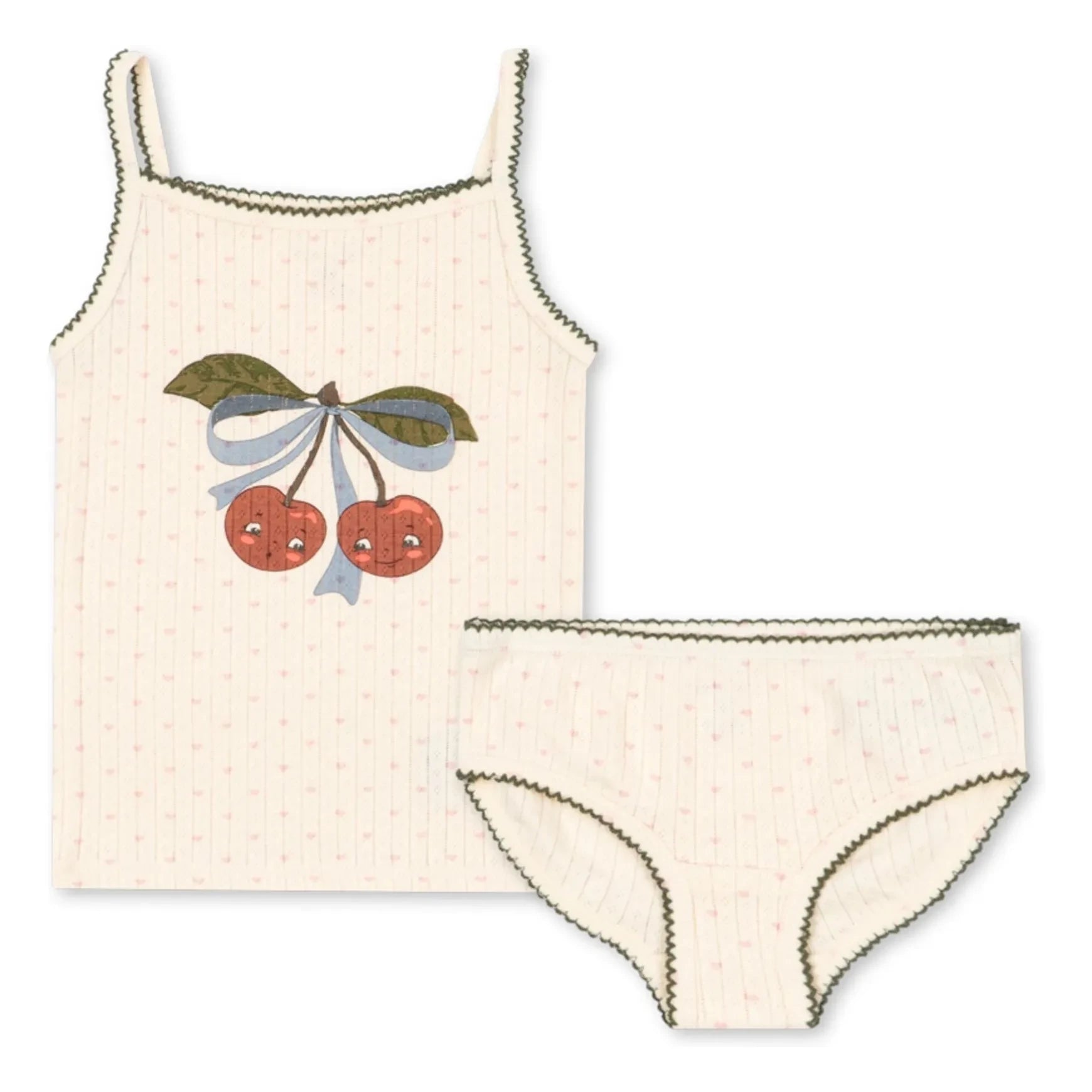 Konges Sløjd - Set de camiseta de tirantes y braguita de algodón orgánico Minnie Cerises | Crudo