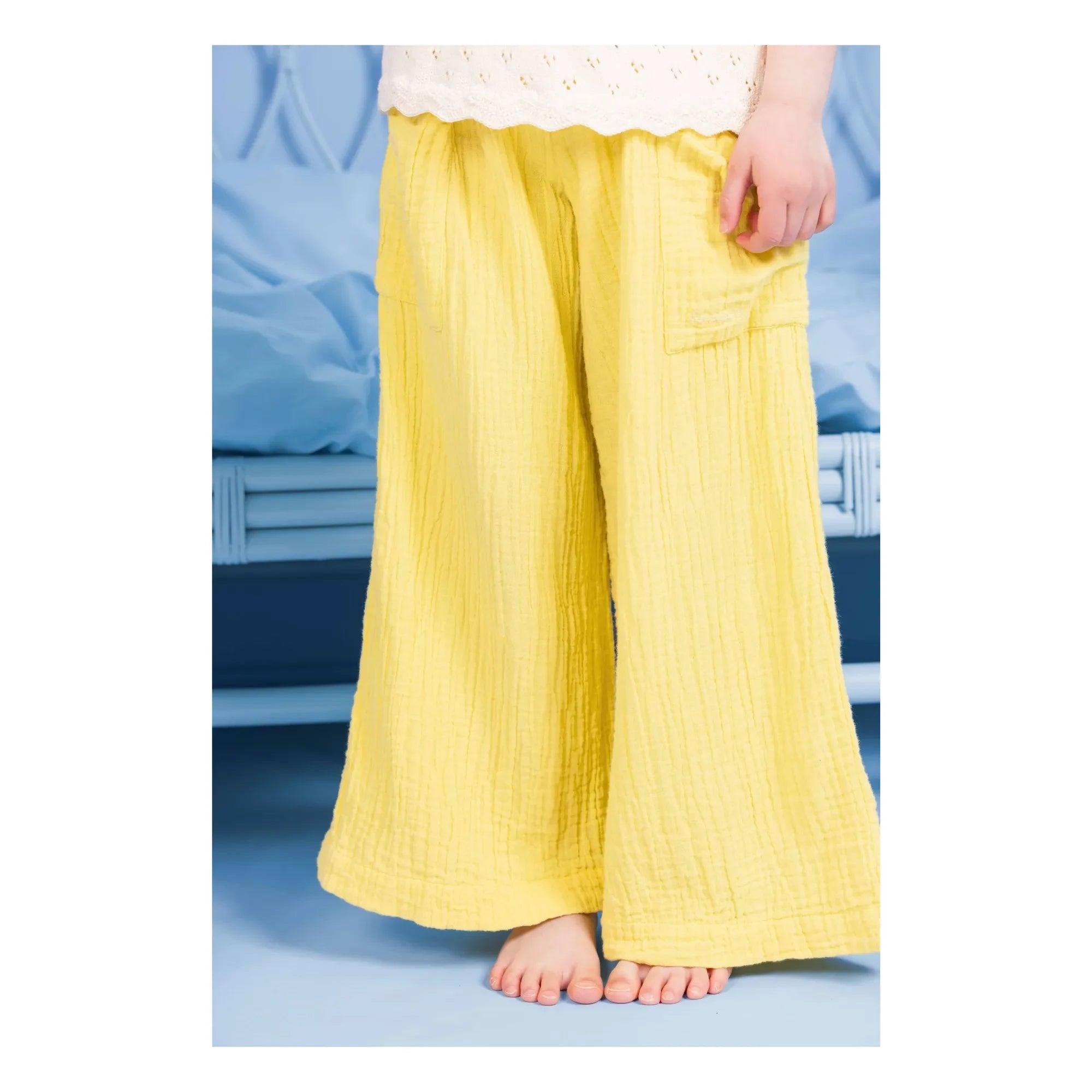 Bonton - Pantalón de Gasa de Algodón con Bolsillos Lauren | Amarillo