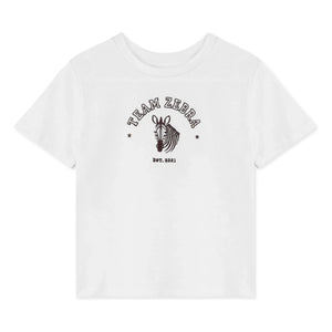 Fliink - Camiseta de algodón orgánico Summer Zebra | Blanca