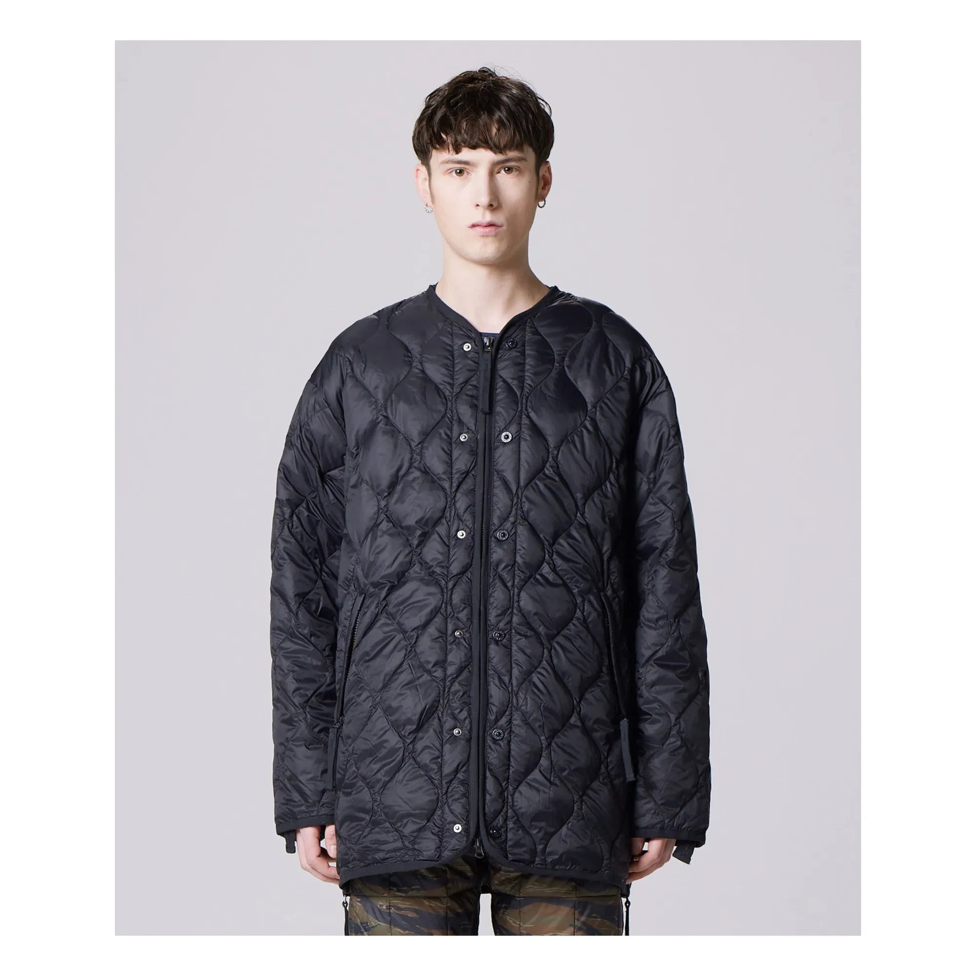 Taion - Abrigo largo militar acolchado unisex | Negro