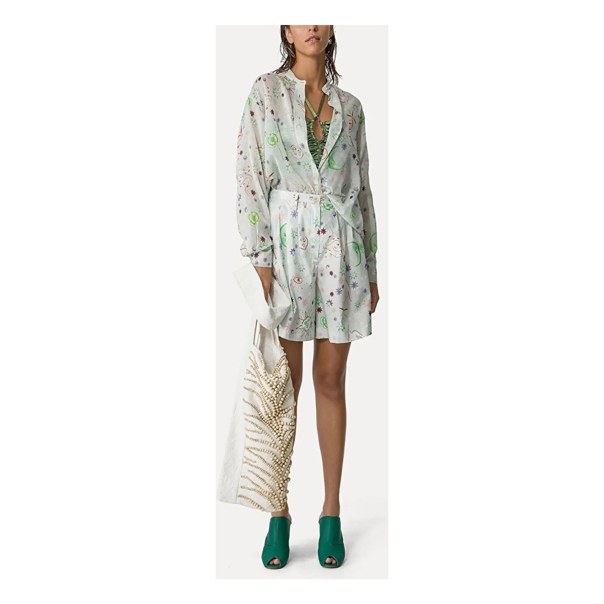 Forte Forte - Love Alchemy" Camisa Oversize de Voile de Algodón y Seda | Azul Claro