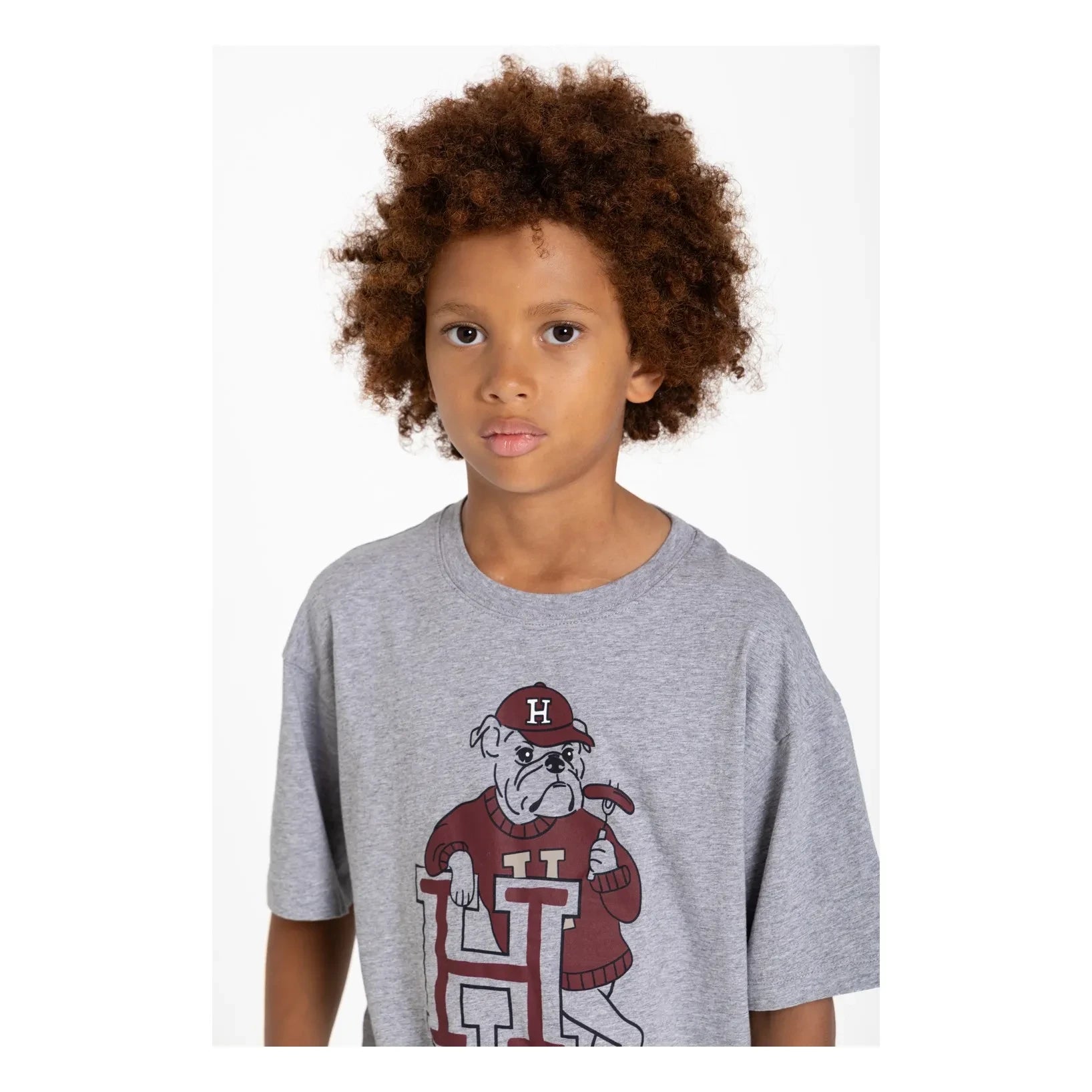 Hundred Pieces - Finn Bulldog Organik Pamuklu Tişört | Heather grey