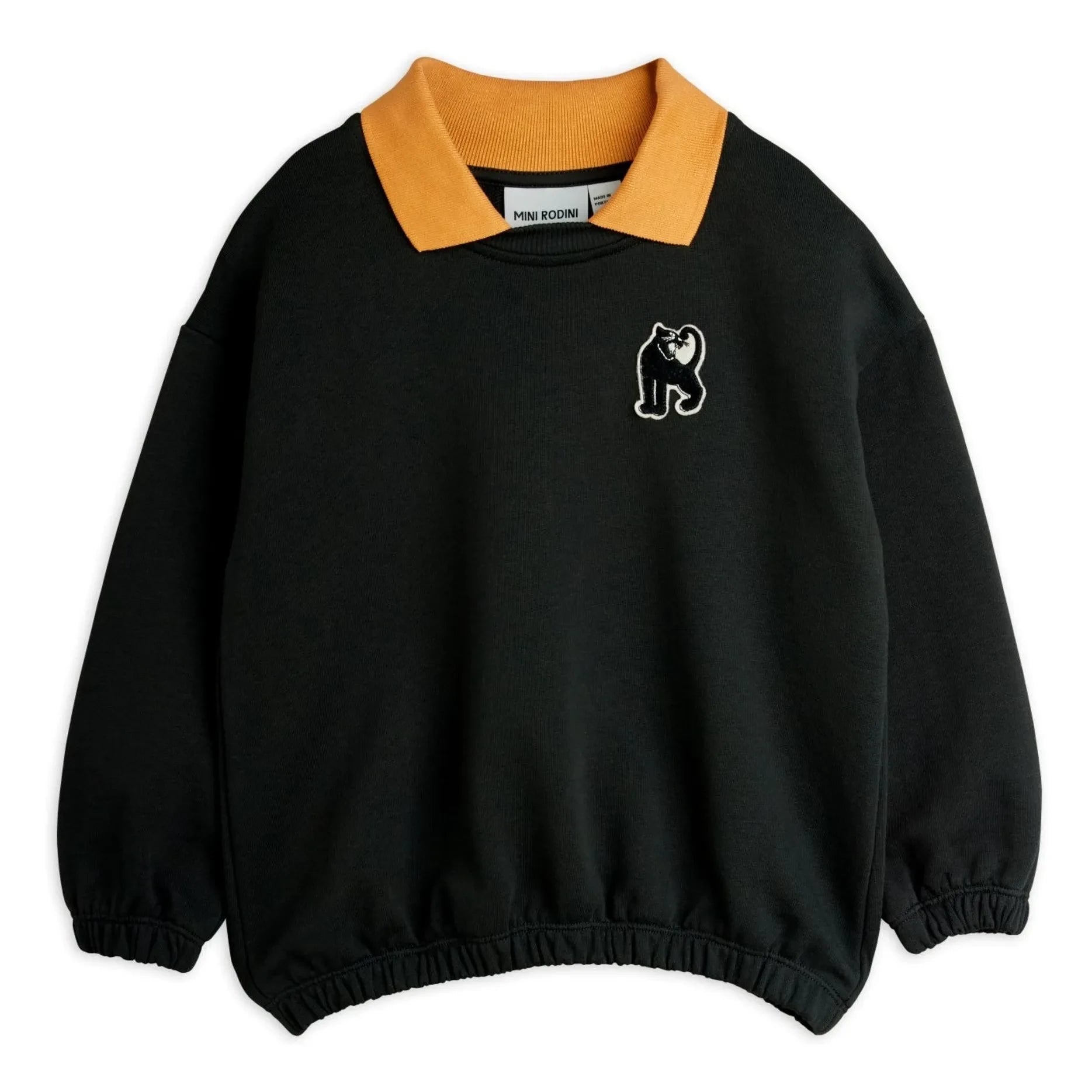 Mini Rodini - Sudadera con cuello pantera de algodón orgánico | Negro