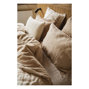 Gabrielle Paris - Funda de almohada de lino lavado a rayas | Marrón