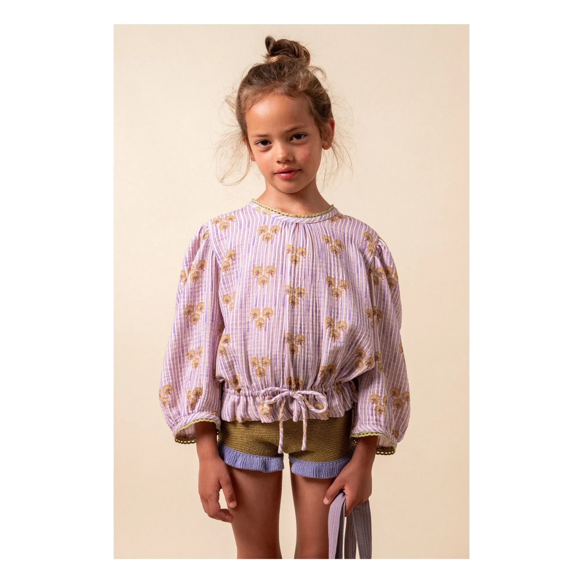 birinit - Blusa de algodón orgánico a rayas Cinca | Malva