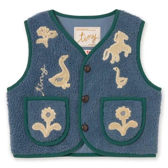Tinycottons - Chaqueta sin mangas estilo sherpa Oies | Azul
