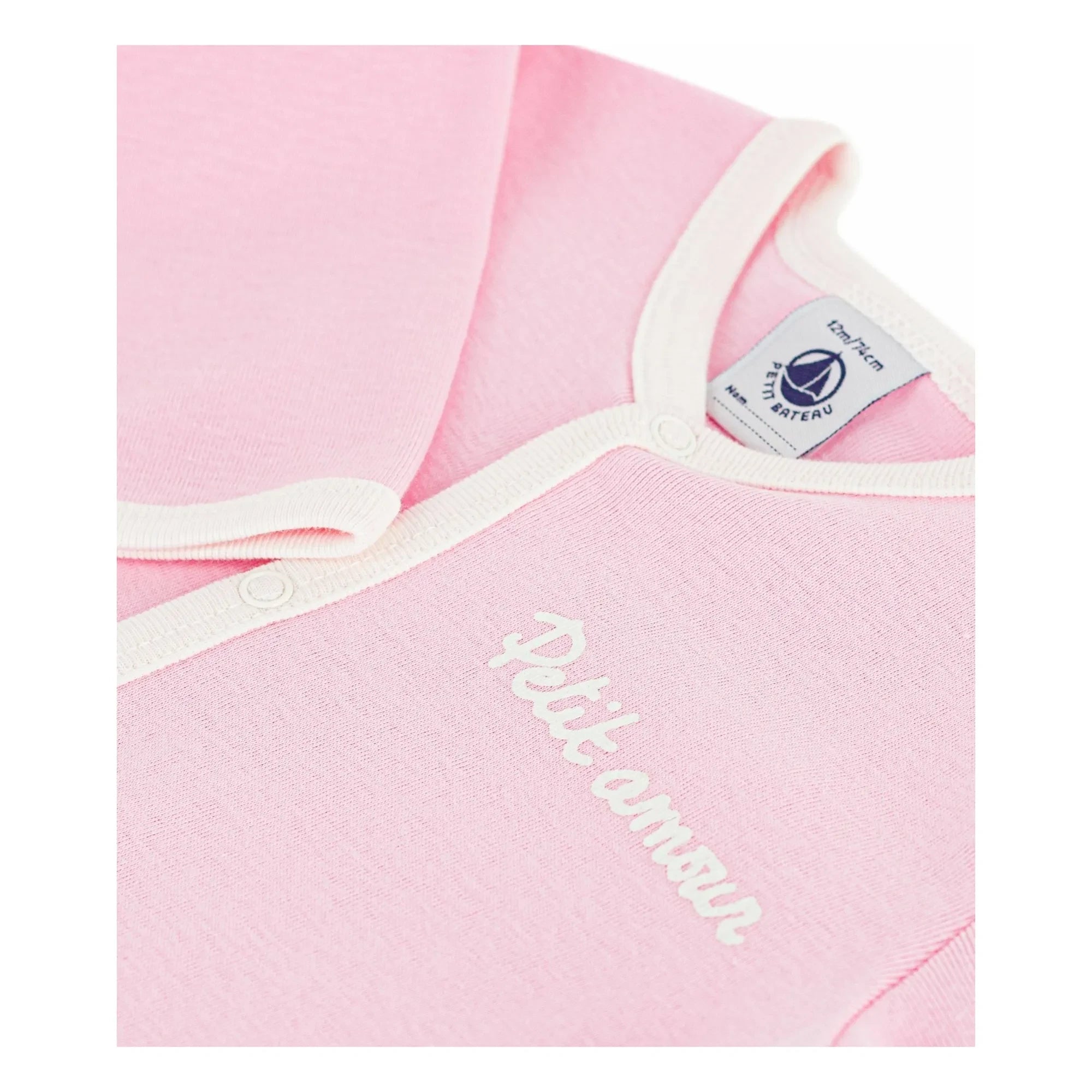Petit Bateau - Pijama de algodón orgánico Dors Bien Petit Amour | Rosa