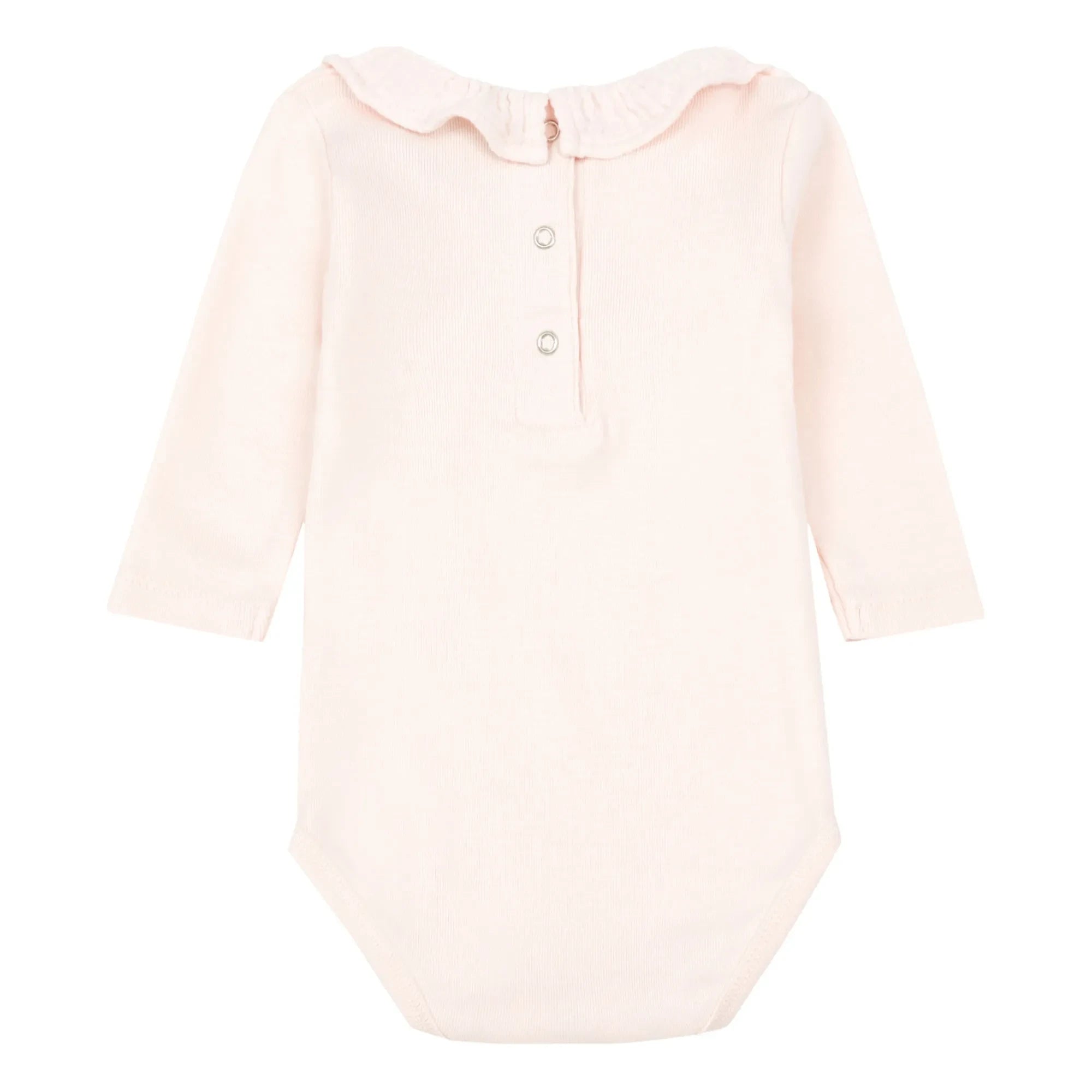 Bonton - Organik Pamuk Yaka Bebek Body | Açık Pudra