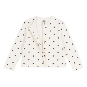 Petit Bateau - Cárdigan de lunares de felpa | Crudo