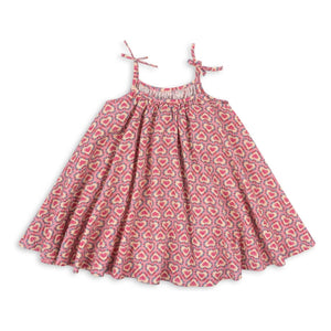 Konges Sløjd - Vestido Vivian Corazones Seersucker Algodón Orgánico | Rosa