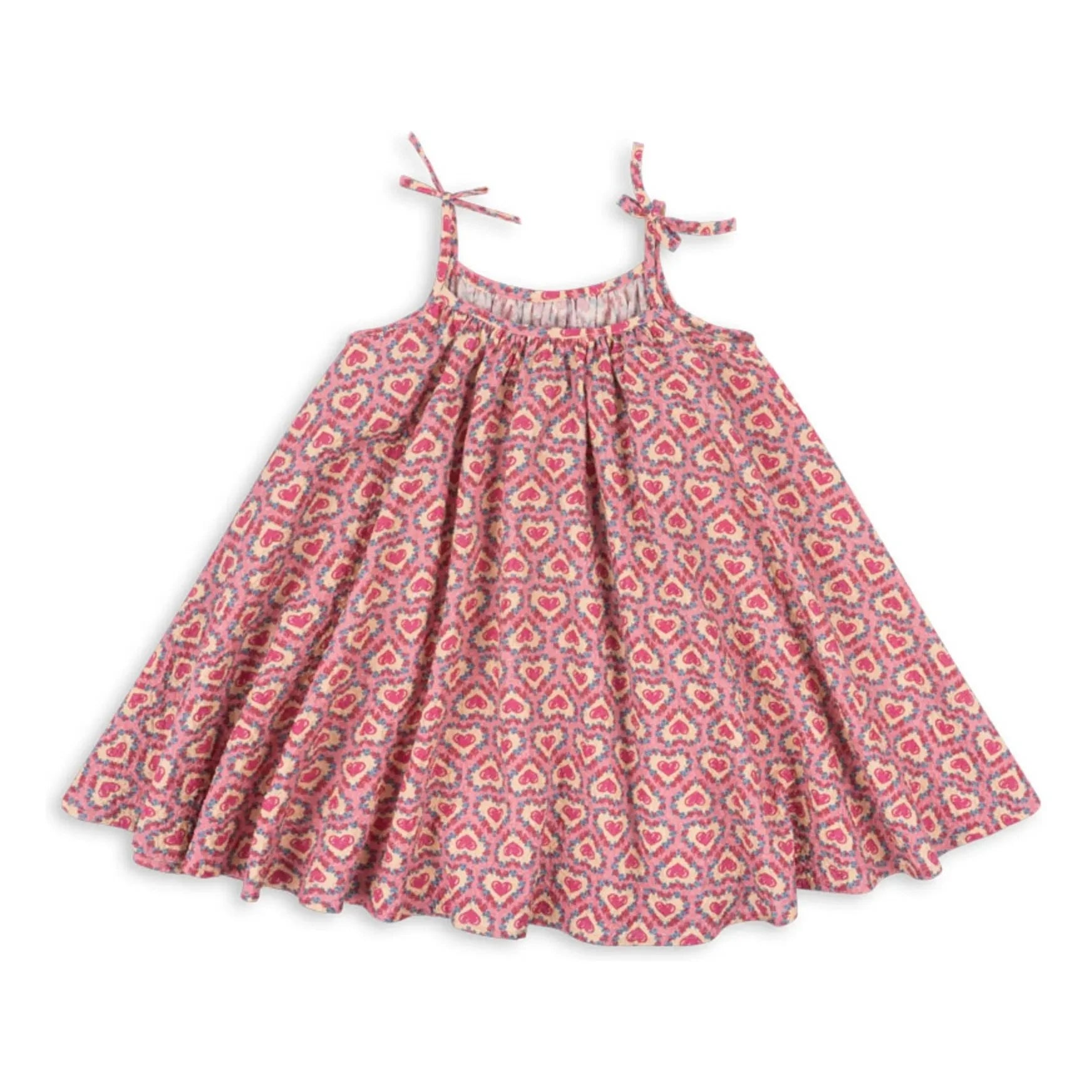 Konges Sløjd - Vestido Vivian Corazones Seersucker Algodón Orgánico | Rosa