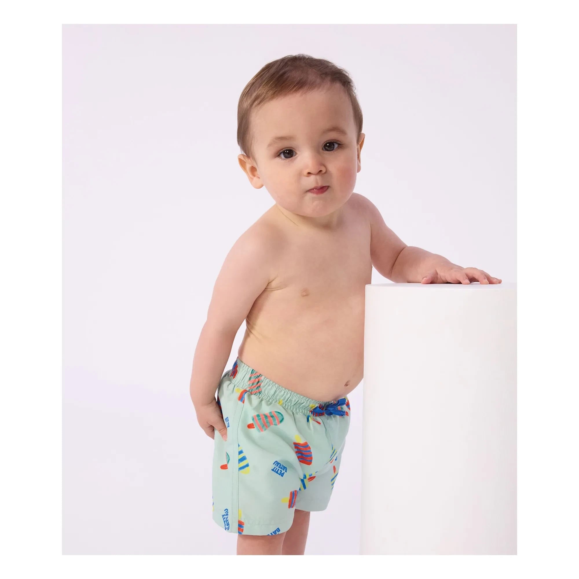 Petit Bateau - Bañador corto de bebé de fibra reciclada Glaces | Turquesa