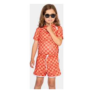 Beach & Bandits - Camiseta anti-UV de cuadros Love Fibras recicladas | Coral