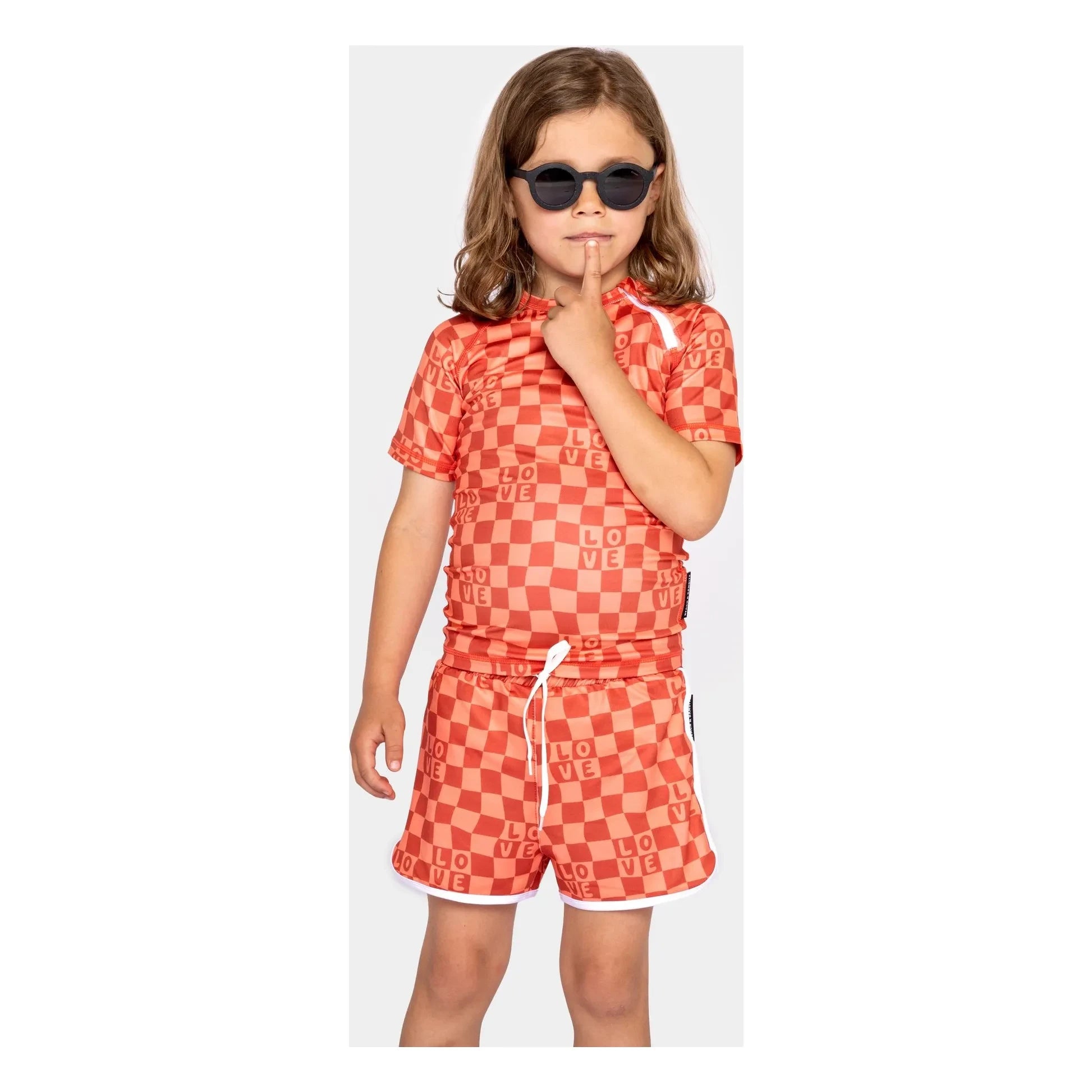 Beach & Bandits - Camiseta anti-UV de cuadros Love Fibras recicladas | Coral