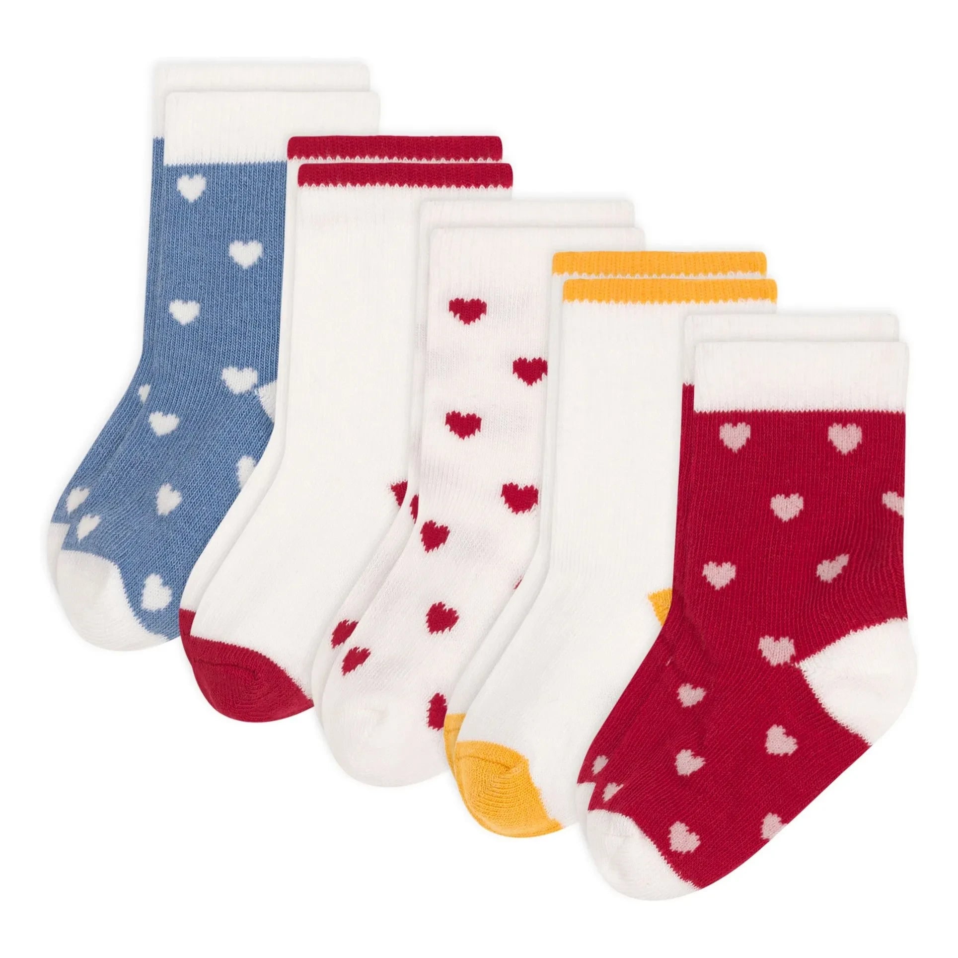 Petit Bateau - Set de 5 pares de calcetines con corazones | Crudo