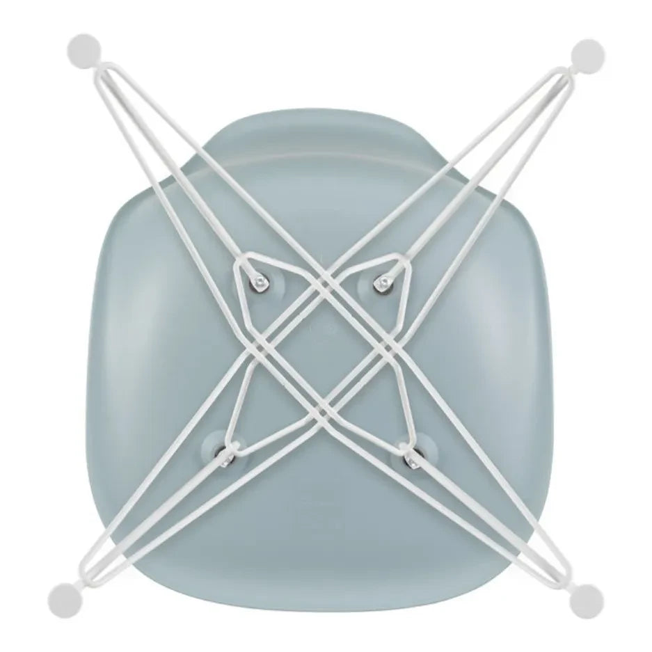 Vitra - DSR Silla de plástico - estructura de epoxi blanca - Charles & Ray Eames | Gris azulado